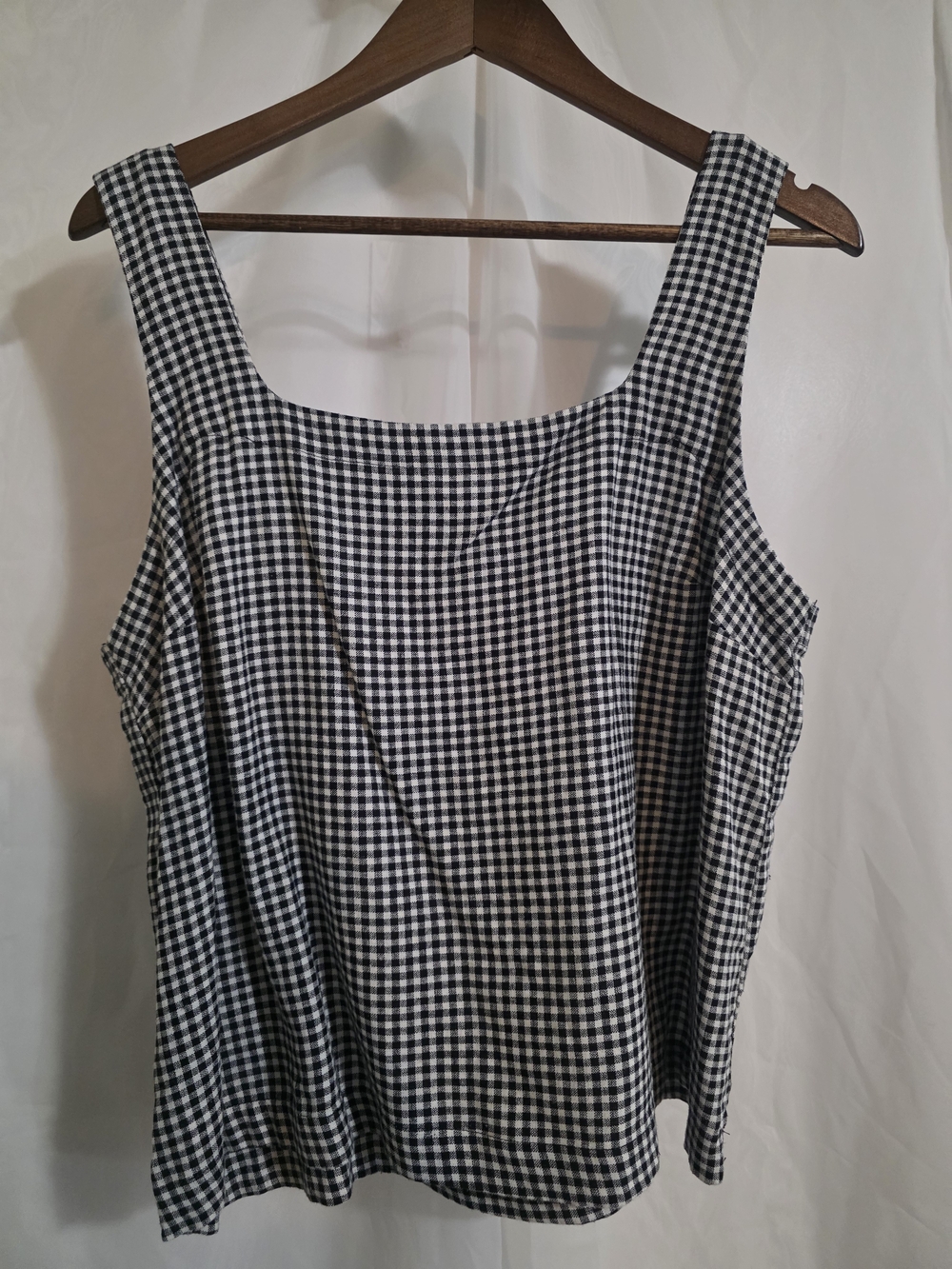 A new day Black and White Gingham Square-Neck Tank Top